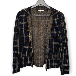 Sioni Gold Metallic Window Pane Cardigan Medium